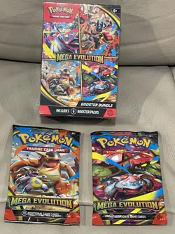 Pokemon TCG ME01 Mega Evolution Booster Bundle Plus 2 Game Card Packs Sealed New - Image 1