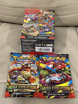 Pokemon TCG ME01 Mega Evolution Booster Bundle Plus 2 Game Card Packs Sealed New - Image 2