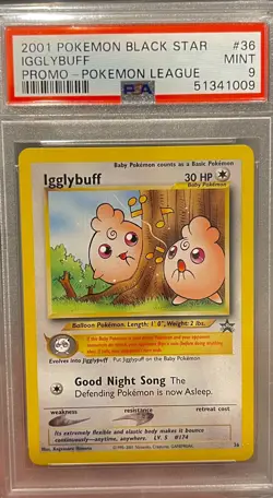 PSA 9 MINT Igglybuff # 36 WOTC Black Star Promo Pokemon Card - Image 2