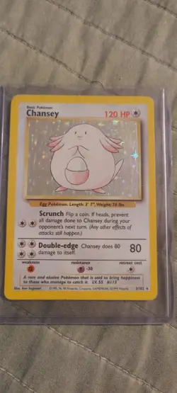 CHANSEY Pokemon Rare 1995 Wizards of the Coast Holo 3/102 Card Base NM Foil Wotc - Image 1