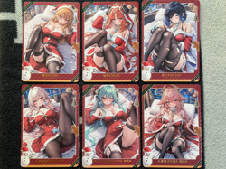 6 Cards Lot Christmas Dress Stocking Spicy Waifu A6 Sizes Card Boards Nami Nilou - Image 1