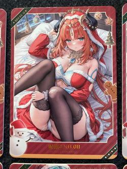 6 Cards Lot Christmas Dress Stocking Spicy Waifu A6 Sizes Card Boards Nami Nilou - Image 3