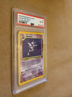 Haunter 6/62 Fossil Holo Pokemon card PSA 8 NM-MT with awesome STAIN ERROR - Image 3