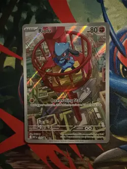 Pokemon Riolu 010 Promo Mega Evolution Holo Card w/ Sleeve and Top Loader - Image 1