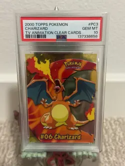 2000 Topps Pokemon TV Clear Cards CHARIZARD #PC3 PSA 10 - Image 1