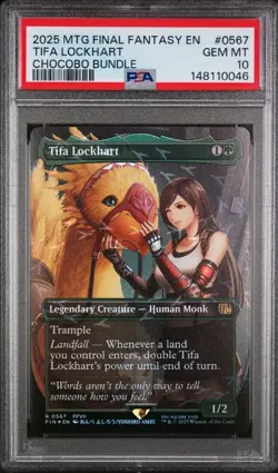 2025 MTG FINAL FANTASY CHOCOBO TRACK FOIL R INSERT TIFA LOCKHART PSA 10 - Image 1
