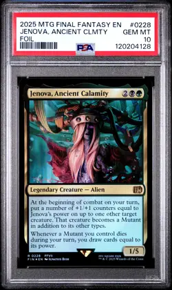 2025 MTG FINAL FANTASY FOIL #0228 JENOVA, ANCIENT CALAMITY PSA 10 - Image 1