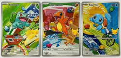 Pokemon First Partner Illustration Collection Kanto Gen 1 Starter Set NM Promo - Image 1
