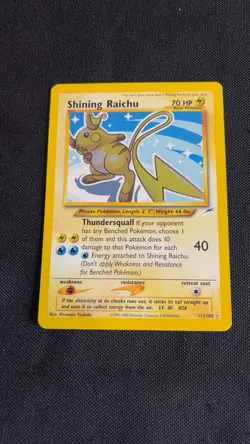 Pokemon Shining Raichu Secret Rare Neo Destiny 111/105 Holo 70HP Thundersquall - Image 1