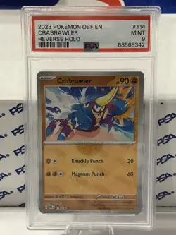 2023 Pokemon OBF En Crabrawler Reverse Holo Psa 9 - Image 1