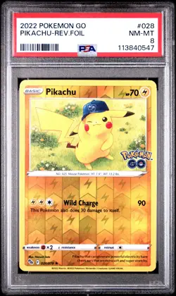 2022 POKEMON GO #028 PIKACHU-REVERSE FOIL PSA 8 - Image 1