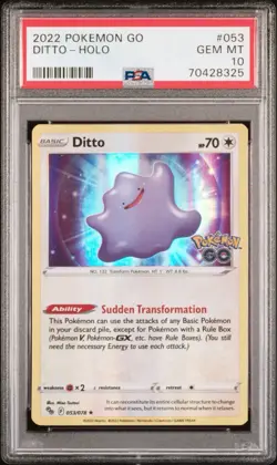 PSA 10 2022 Pokemon Go Ditto #053 Holo Gem Mint Low Population 48 - Image 1