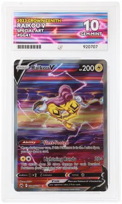 Pokemon TCG: Raikou V GG41/GG70 Crown Zenith ACE 10 * Perfect 10 Sub-Grades - Image 1