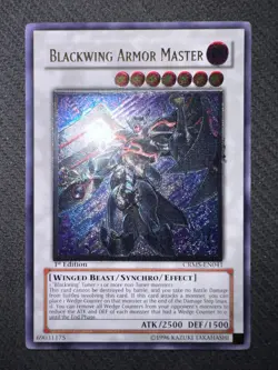 Yugioh Blackwing Armor Master 1st Edition Ultimate Rare CRMS-EN041 NM misprint - Image 2