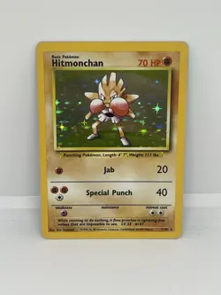 Pokemon Hitmonchan 7/102 Base Set Holo Rare WOTC 1999 Vintage Card LP - Image 1