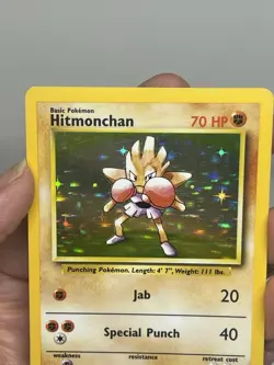 Pokemon Hitmonchan 7/102 Base Set Holo Rare WOTC 1999 Vintage Card LP - Image 2