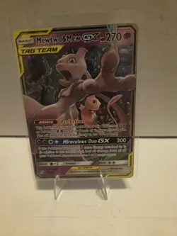 Pokemon Mewtwo & Mew GX TAG TEAM Ultra Rare Holo Card Unified Minds HP 270 - Image 1