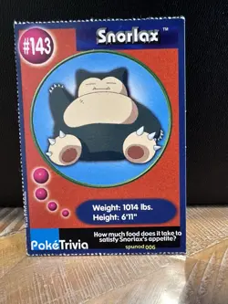 Snorlax 1999 Original 151 Pokemon Burger King PokeTrivia Trading Card #143 - Image 2