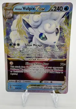 Pokemon Card Alolan Vulpix Vstar 034/195 Ultra Rare Sword Shield Silver Tempest - Image 1