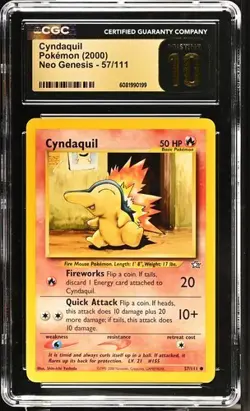 Cyndaquil 57/111 - Pokemon Neo Genesis CGC 10 Pristine - Image 1