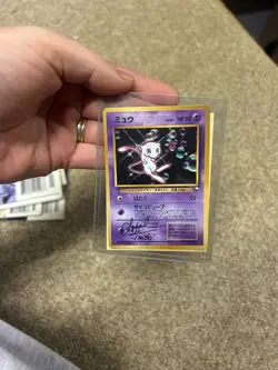 1999 Pokemon TCG Mew Japanese Promo Autographed Rachel Lillis PSA 8 - Image 1