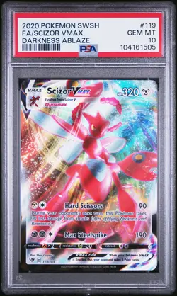 Fa/Scizor Vmax Pokemon Sword & Shield Darkness Ablaze 119 NM PSA 10 - Image 1