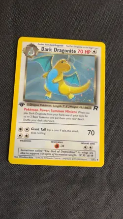 Pokemon Dark Dragonite 1st Edition Holo Rare Team Rocket 5/82 70HP Giant Tail - Image 1