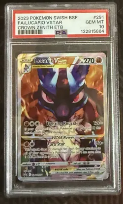 2023 POKEMON SWSH BLACK STAR PROMO #291 FULL ART/LUCARIO VSTAR PSA 10 - Image 1