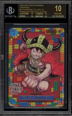 One Piece CCG Monkey.D.Luffy Premium OP Day JPN Promo P-110 BGS 10 BLACK LABEL - Image 1