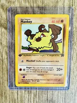 Mankey Pokemon Card 1st Edition Team Rocket 61/82 Common TCG 2000 WOTC - Image 1