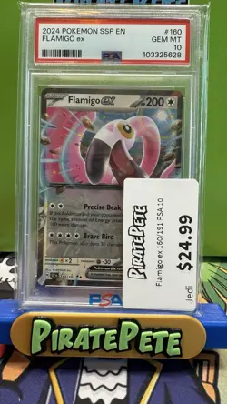 Flamigo ex 160/191 Sv08: Surging Sparks Holo PSA 10 Graded Pokemon Card - Image 1