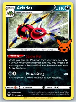 Ariados - Darkness Ablaze Trick or Trade Stamped Promo Pokemon Card NM - Image 1