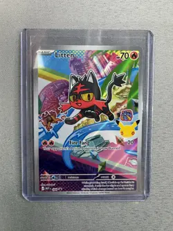 Litten MEP 044 Pokemon First Partner Illustration Black Star Promo Full Art MINT - Image 1