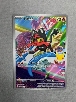 Litten MEP 044 Pokemon First Partner Illustration Black Star Promo Full Art MINT - Image 2
