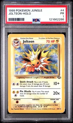 PSA 1 Jolteon 4/64 Jungle Holo Foil Rare 1999 Pokemon WoTC PR - Image 1
