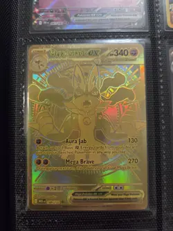 Mega Lucario Ex 188/132 Mega Evolution Gold Hyper Rare Pokemon TCG Card English - Image 1