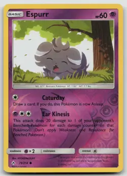 Reverse Holo Espurr 79/214 SM - Unbroken Bonds Common Pokemon TCG Card - Image 1