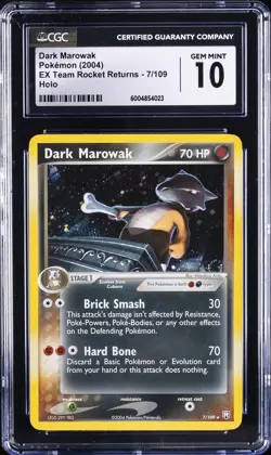 2004 POKEMON EX TEAM ROCKET RETURNS #7 DARK MAROWAK-HOLO CGC 10 GEM MINT - Image 1