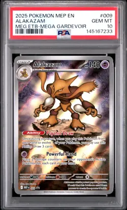2025 POKEMON MEP EN-ME BLACK STAR PROMO #009 ALAKAZAM PSA 10 - Image 1