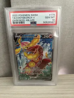 CENTISKORCH V 179/189 FULL ART DARKNESS ABLAZE POKEMON PSA 10 GEM MINT - Image 1