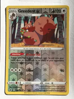 Greedent 128/198 Reverse Holo Rare Chilling Reign Pokemon Lightly Played LP - Image 1