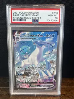 Ice Rider Calyrex VMAX PSA 10 English Pokemon 203 Chilling Reign Alt Art 2021 - Image 1