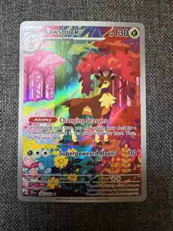 Pokemon Sawsbuck 166/162 SV05: Temporal Forces Illustration Rare Holo - Image 1