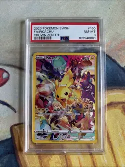 2023 Pokemon Pikachu Full Art 160/159 Crown Zenith Secret Rare PSA 8 NM-MT - Image 1