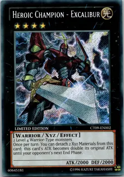 Yugioh Heroic Champion - Excalibur CT09-EN002 Limited Edition Secret Rare NM - Image 1