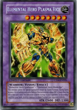 Yugioh Elemental HERO Plasma Vice CT04-EN006 Limited Edition Secret Rare NM - Image 1