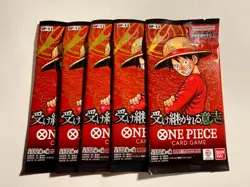 ONE PIECE OP-13 CARRYING ON HIS WILL TCG JAPANESE X 5 BOOSTER PACKS - Image 1