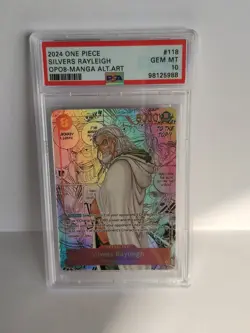 REPLICA PSA 10 2024 ONE PIECE Silver Rayleigh OP08-118 Manga Alt Art ENG FM - Image 1