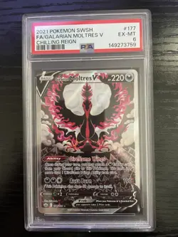 2021 POKEMON SWORD & SHIELD CHILLING REIGN FULL ART/GALARIAN MOLTRES V PSA 6 - Image 1