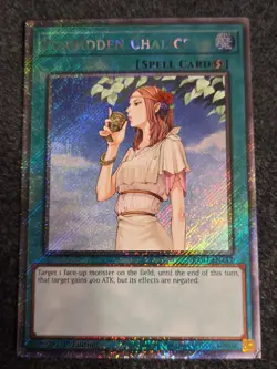 LP Yugioh! 1x Forbidden Chalice RA04-EN137 Platinum Secret Rare 1st Ed - Image 1